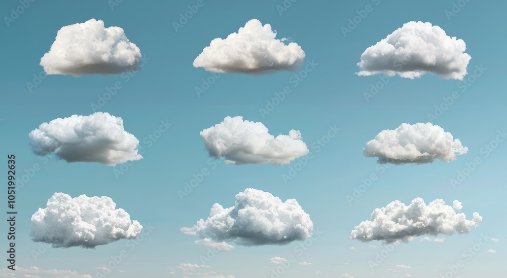 Aufkleber this collection of realistic fluffy white clouds has been isolated on a transparent background and i