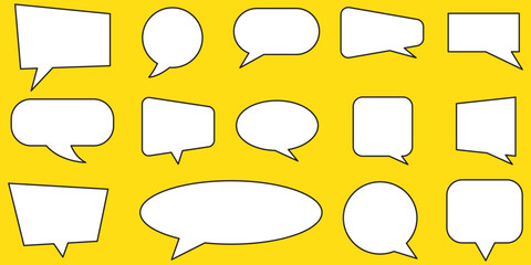 Obraz premium Chat bubble in yellow, speech bubble, message box set. Yellow quote background.