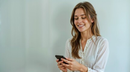 Naklejka premium woman texting on phone