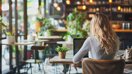 Freelancer Trabajando desde una Cafetería