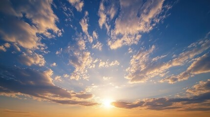 A beautiful sunset with vibrant clouds in a clear sky.