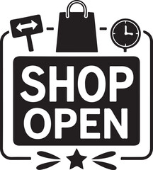 Shop Open Retro Typography Sign