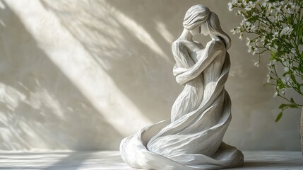 Naklejka premium Surreal statue of a woman representing the concept of love showcasing an artistic interpretation of emotional connection through 2d imagery