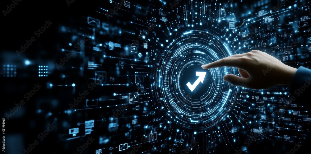 Poster Business technology Internet concept update software computer program upgrade