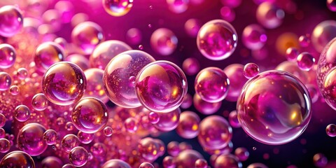 Shimmering pink bubbles in abstract motion on a playful and vibrant composition