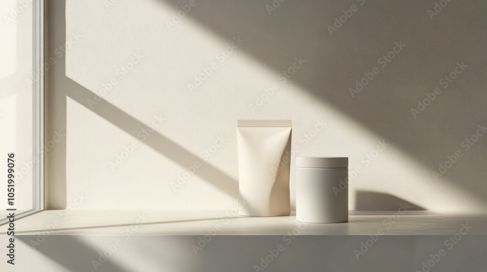 Poster minimalistic doypack mockup featuring a modern aesthetic in a spacious setting