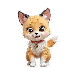 Obraz premium Cute Cartoon Dog Character with Orange Fur and Playful Expression