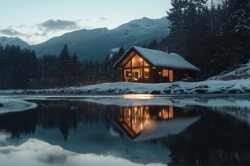 Obraz premium Located on secluded Emerald Lake, surrounded by breathtaking Rocky Mountains, Yoho National Park, Emerald Lake Lodge is the only property on the lake.