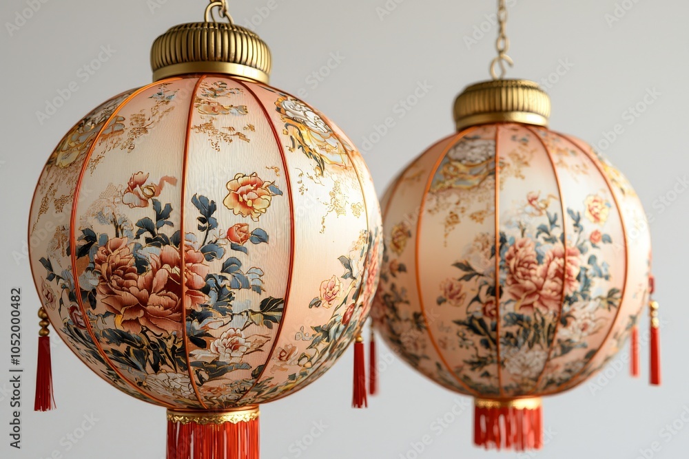 Aufkleber chinese lanterns on a white background for chinese new year. this has a clipping path.