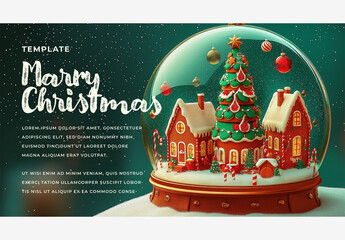Holiday & Winter Templates: Snow Globes with Christmas Trees for a Magical Merry Christmas & Happy New Year Holiday Template Generative AI