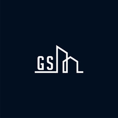 GS initials a sleek and modern logo showcases abstract architectural shapes, emphasizing creativity and innovation in building design against a dark background