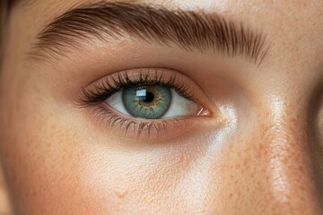 Obraz premium Halfface closeup of a model s eye area, showing beforeandafter effects of an antiaging eye cream, from puffy and tired to firm and bright