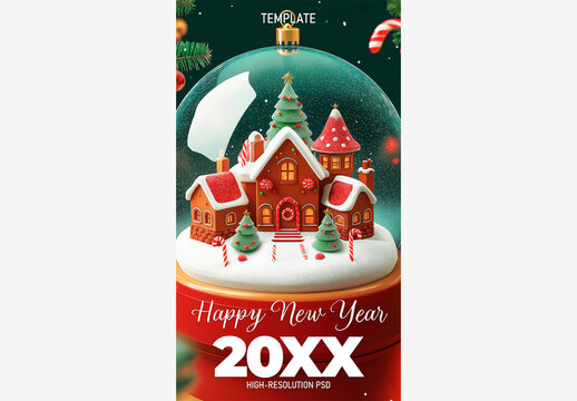 Holiday & Winter Templates: Snow Globe Scenes with Christmas Cheer & Festive Magic Holiday Template Generative AI