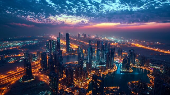 Innovative renewable energy solutions shared globally via technology, powering cities across continents