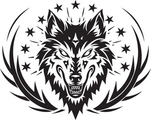 Wolf Tribal Silhouette Vector Graphic