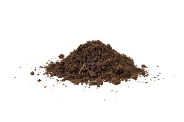 pile of brown soil humus isolated on white or transparent png