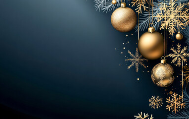 Elegant Christmas Ornaments with Golden Baubles and Snowflakes