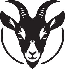 goat mammal animal head silhouette vector art icon flat design