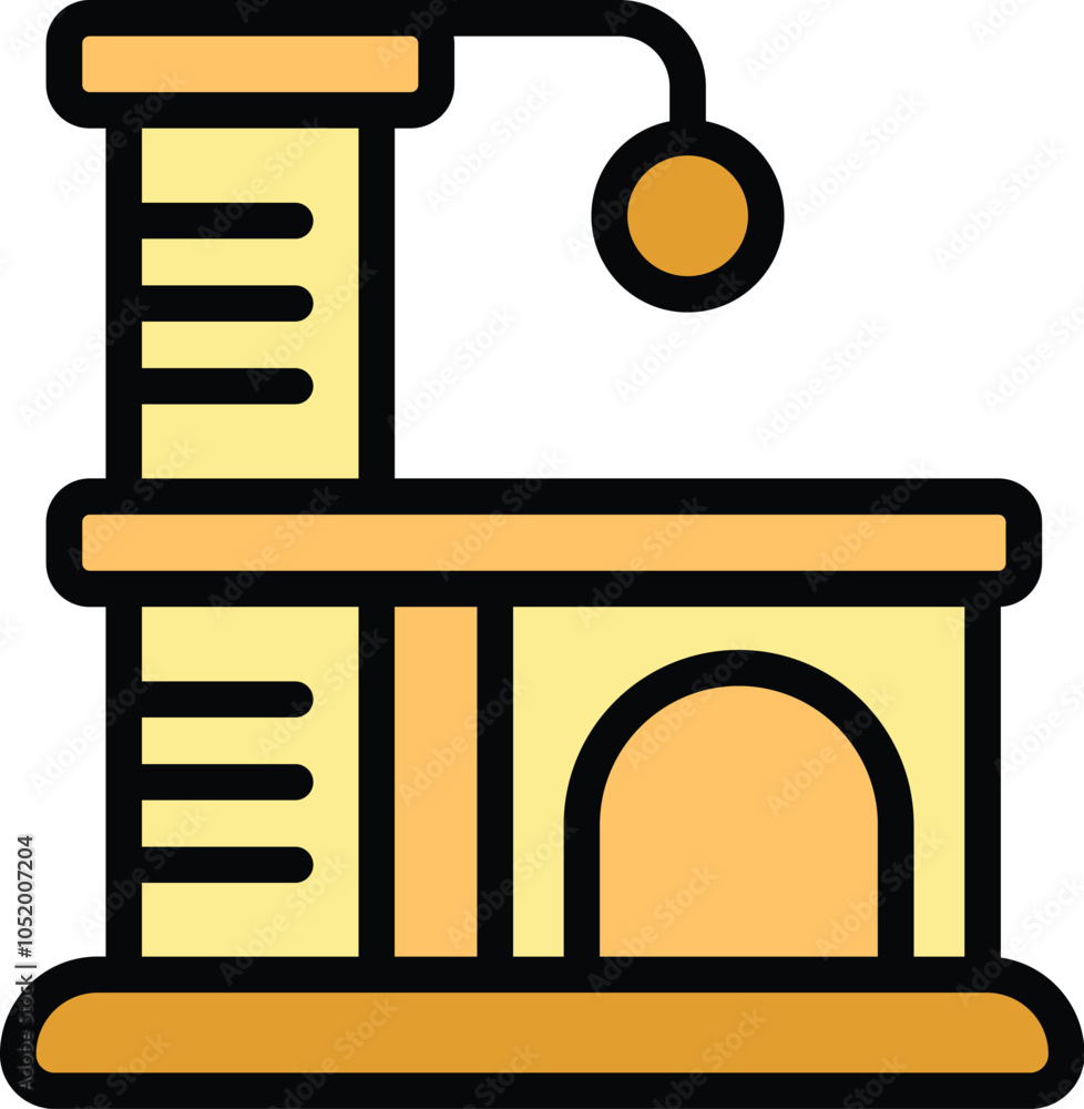 Poster this icon of a cat tree with a scratching post and a hanging ball toy is perfect for projects relate