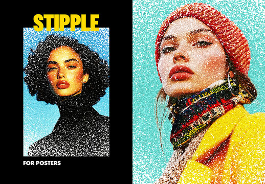 Stipple Poster Photo Effect Mockup