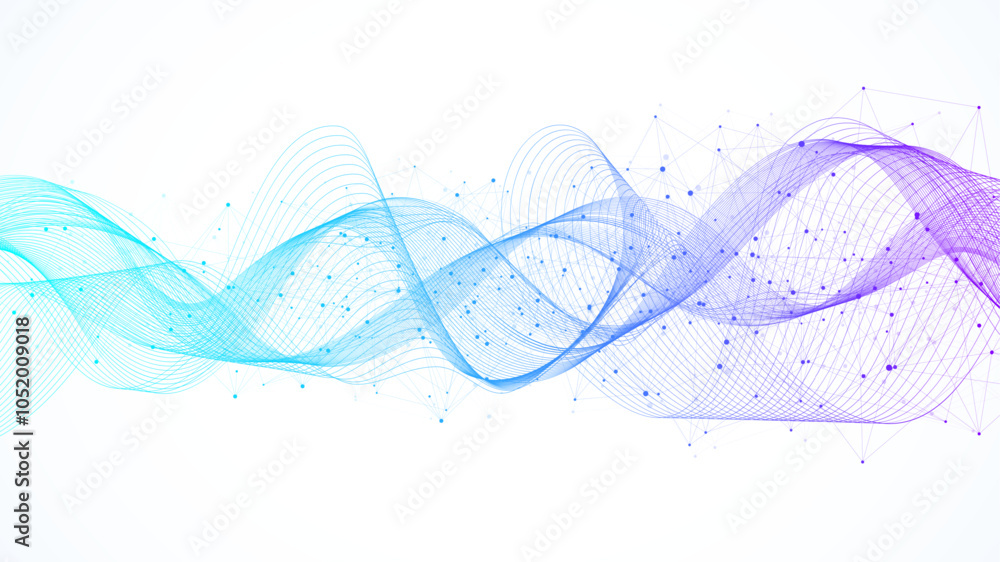 Aufkleber Global network connection concept. Big data visualization. Social network communication in the global computer networks. Internet technology. Business. Science. Vector illustration