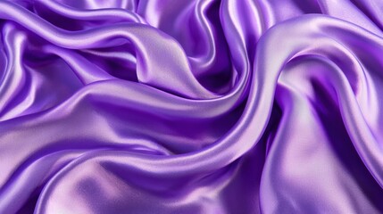 Luxurious purple satin fabric elegantly draped, showcasing smooth texture and vibrant color, perfect for stylish textiles and fashion graphy.