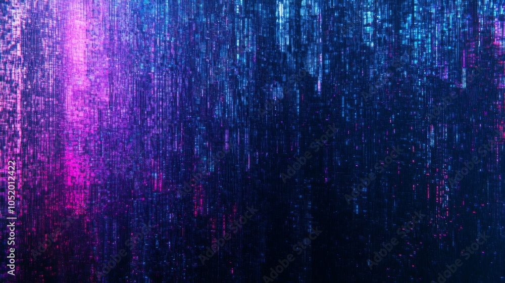 Aufkleber A vibrant digital background featuring cascading lines of blue and purple light, creating an energetic and dynamic atmosphere.