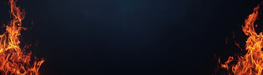 Fototapeta premium Dramatic flames dancing against a dark background, creating a powerful visual effect ideal for themes of heat, passion, and intensity.