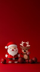 Fototapeta premium Santa Claus and reindeer, festive decoration