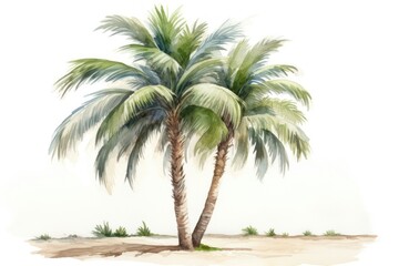 Obraz premium Dubai palm beach plant tree white background.
