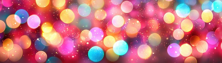 A vibrant background filled with colorful bokeh lights, creating a dreamy and festive atmosphere perfect for celebrations and artistic designs.