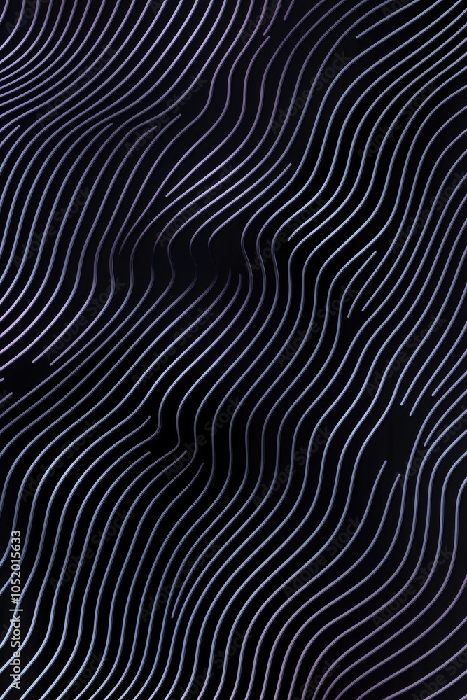 Poster an abstract design featuring smooth, flowing lines in a rhythmic pattern against a dark backdrop, pe