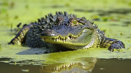 Obraz premium alligator in the swamp