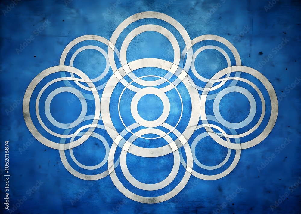 Poster intricate blue circular design abstract background pattern art