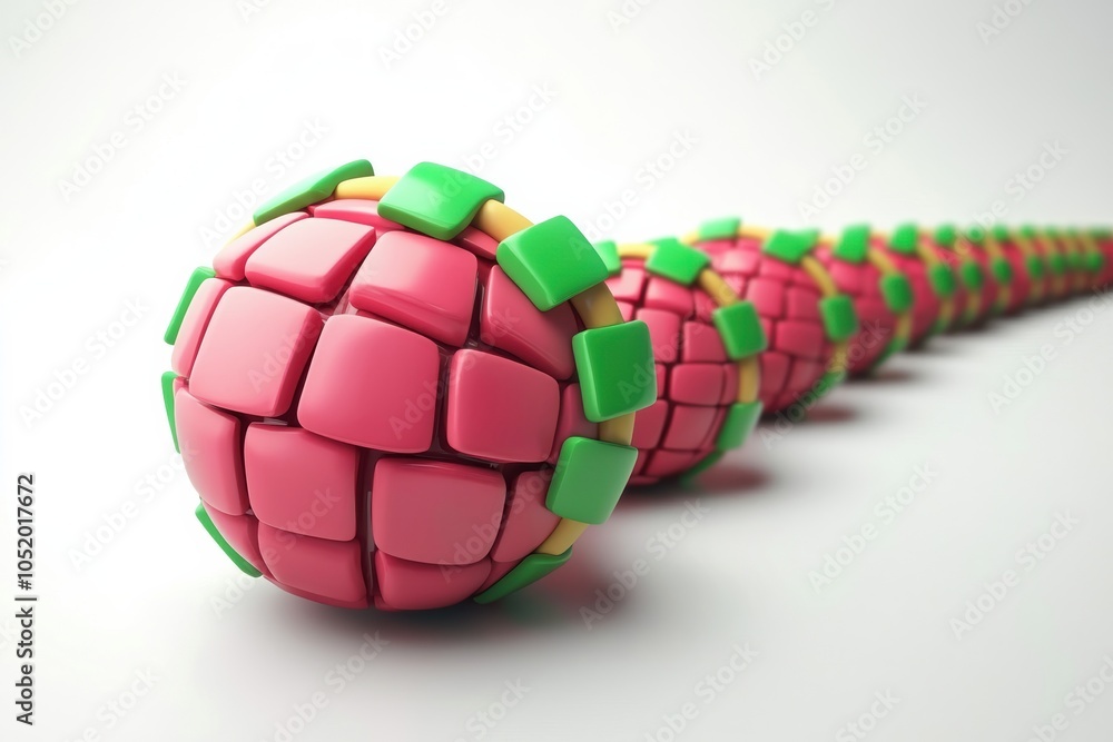 Poster a colorful abstract design featuring a series of interlocking spheres with a smooth gradient, perfec
