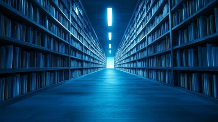 Fototapeta premium A captivating journey through literature, exploring long row of books and their allure