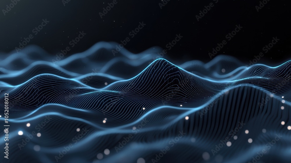Aufkleber stunning abstract representation of digital waves, showcasing flowing lines and glowing particles, p