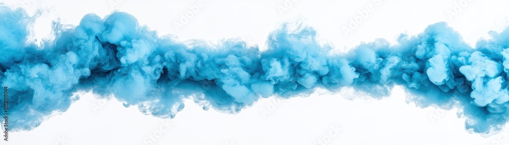 Poster vibrant blue smoke billowing across a white backdrop, creating an abstract and dynamic visual effect