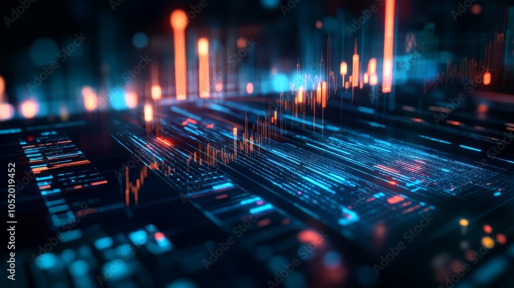 Poster mesmerizing keyboard illuminated with a captivating fusion of blue and red, stunning blend of techno
