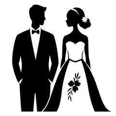 Bride And Groom Silhouette vector illustration