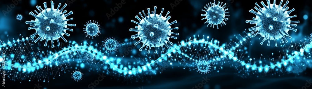Poster intricate virus structures, microscopic view of diseasecausing agents in vivid detail