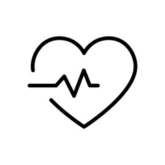 Heart Rate vector icon. Heart Pulse, electrocardiogram icon. Healthcare and medical related. Outline style isolated on transparent background SVG