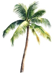 Fototapeta premium Watercolor Tropical Exotic Palm Tree Beach Nature Plant