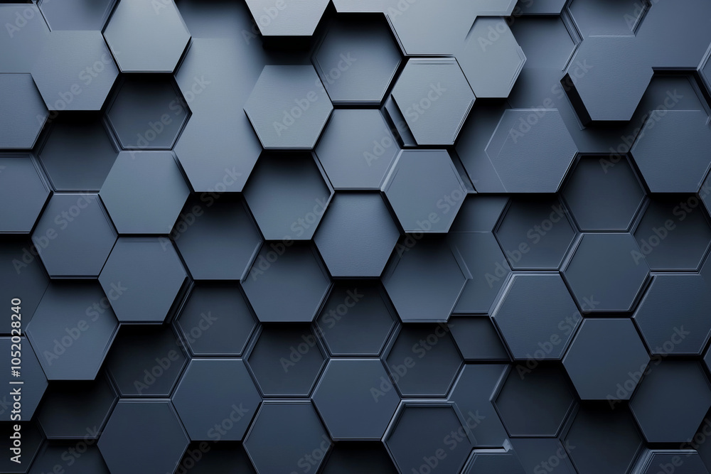 Aufkleber dark blue hexagonal pattern background with 3d geometric texture