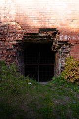 The dilapidated walls of the Bobruisk fortress made of red brick