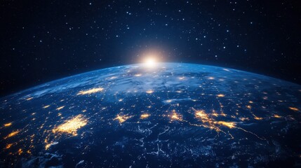 Obraz premium night earth global virtual internet world connection of metaverse technology network digital communication and worldwide networking on connect 3d background, earth globe with space