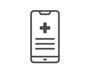 Fototapeta premium Digital healthcare line icon. Patient portal in smartphone. Isolated vector image in simple style