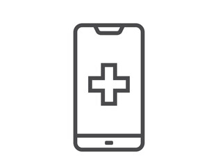 Digital healthcare line icon. Online medicine in smartphone. Isolated vector image in simple style