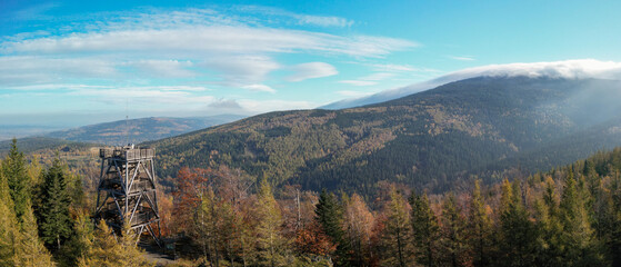Observation tower on Czerniawska Kopa in the Jizera Mountains near the town of Świerad&oacute;w Zdr&oacute;j