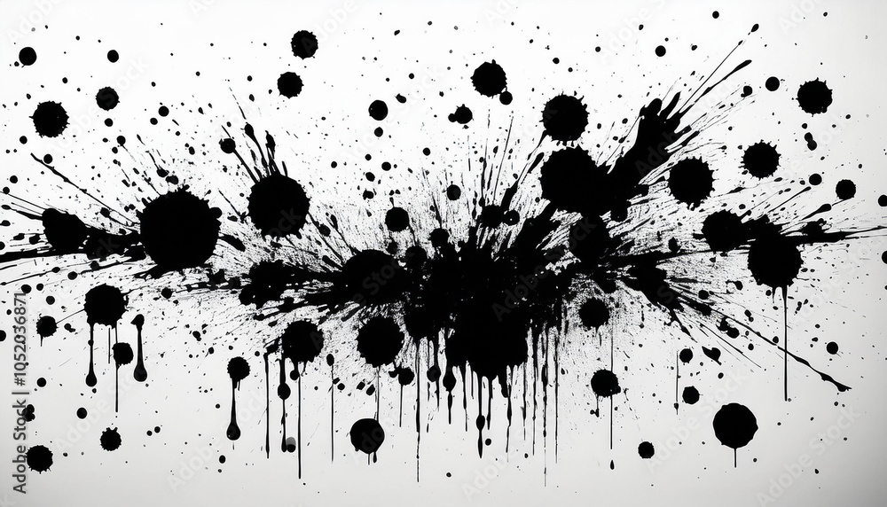 Poster a black splatter ink background offers a striking and dynamic visual experience. bold splashes and i